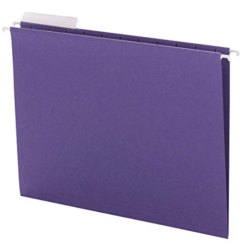 Book Cover Smead Hanging File Folder with Tab, 1/3-Cut Adjustable Tab, Letter Size, Purple, 25 per Box (64023)
