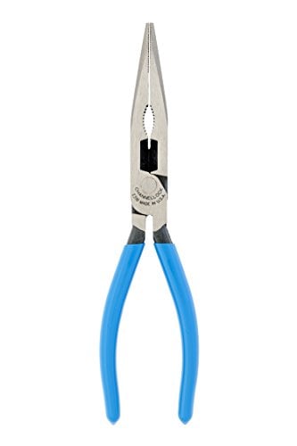Book Cover Channellock E318 8-Inch Long Nose Plier, Blue, Stainless, 8-Inch Combination