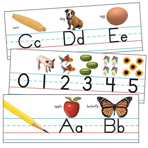 Book Cover Carson Dellosa Alphabet and Number Line Bulletin Board Setâ€”Alphabet Chart with Upper and Lowercase Letters, Numbers 0-10, Bulletin Board Decorations for Homeschool or Classroom Decor (11 pc)