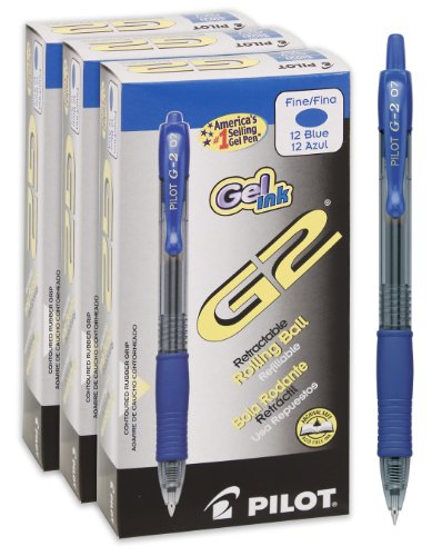 Book Cover Pilot G2 Retractable Premium Gel Ink Roller Ball Pens Fine Pt (.7) 36 Pens Blue; Retractable, Refillable & Premium Comfort Grip; Smooth Lines to the End of the Page, America's #1 Selling Pen Brand
