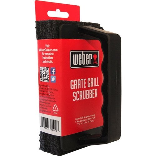 Book Cover Weber Grill Brush Scrubber - Heavy Duty Grate Cleaner - With 3 Replaceable Pads