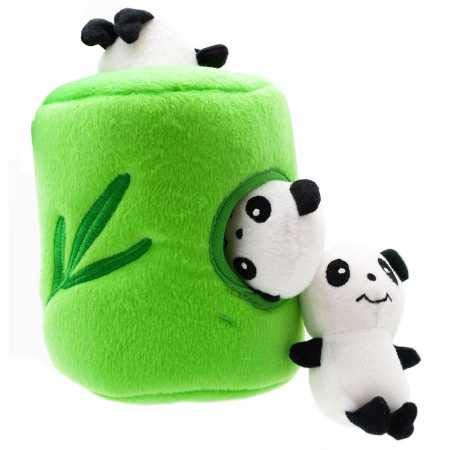 Book Cover ZippyPaws - Zoo Friends Burrow, Interactive Squeaky Hide and Seek Plush Dog Toy - Panda 'n Bamboo