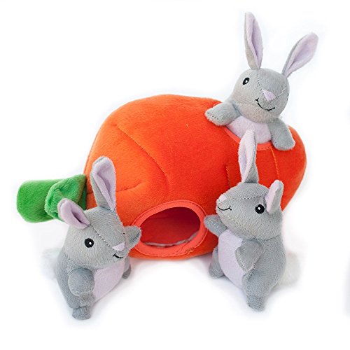 Book Cover ZippyPaws Burrow, Farm Pals Bunny 'n Carrot - Interactive Dog Toys for Boredom - Hide and Seek Dog Toys, Colorful Squeaky Dog Toys for Small & Medium Dogs, Plush Dog Puzzles