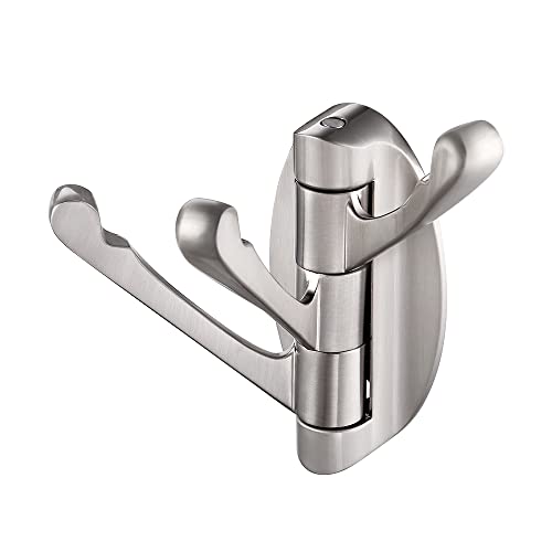 Book Cover KES Solid Metal Swivel Hook Heavy Duty Folding Swing Arm Triple Coat Hook with Multi Three Foldable Arms Towel/Clothes Hanger for Bathroom Kitchen Garage Wall Mounted Brushed Nickel, A5060-2