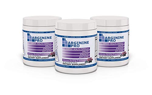 Book Cover L-ARGININE PRO, L-arginine Supplement - 5,500mg of L-arginine Plus 1,100mg L-Citrulline, Powder (Grapeberry / 3 Jars)
