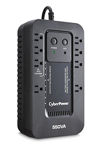 Book Cover CyberPower EC550G Ecologic Battery Backup & Surge Protector UPS System, 550VA/330W, 8 Outlets, ECO Mode, Compact Uninterruptible Power Supply