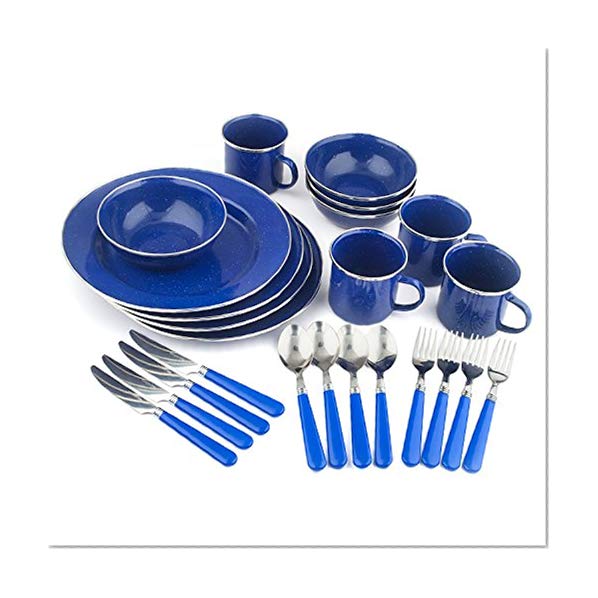 Book Cover Stansport Enamel Camping Tableware Set, 24-Piece, Blue