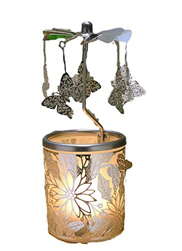 Book Cover Spinning Butterfly Candle Holder with Flowers Scandinavian Design