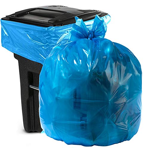 Book Cover Aluf Plastics 55 Gallon Blue Trash bags for Rubbermaid Brute - Pack of 100 - Garbage or Recycling bags 55