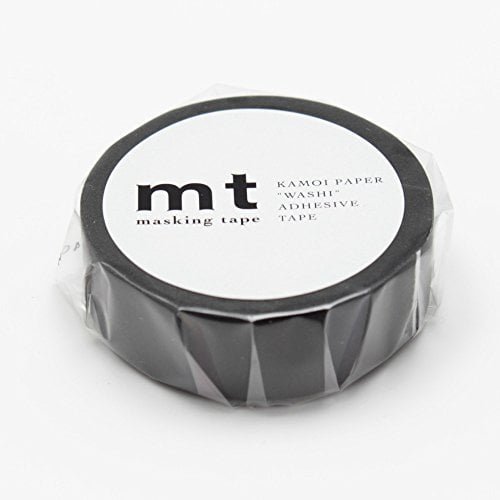 Book Cover MT Solids Washi Paper Masking Tape, 15mm x 10m, Matte Black (MT01P207)
