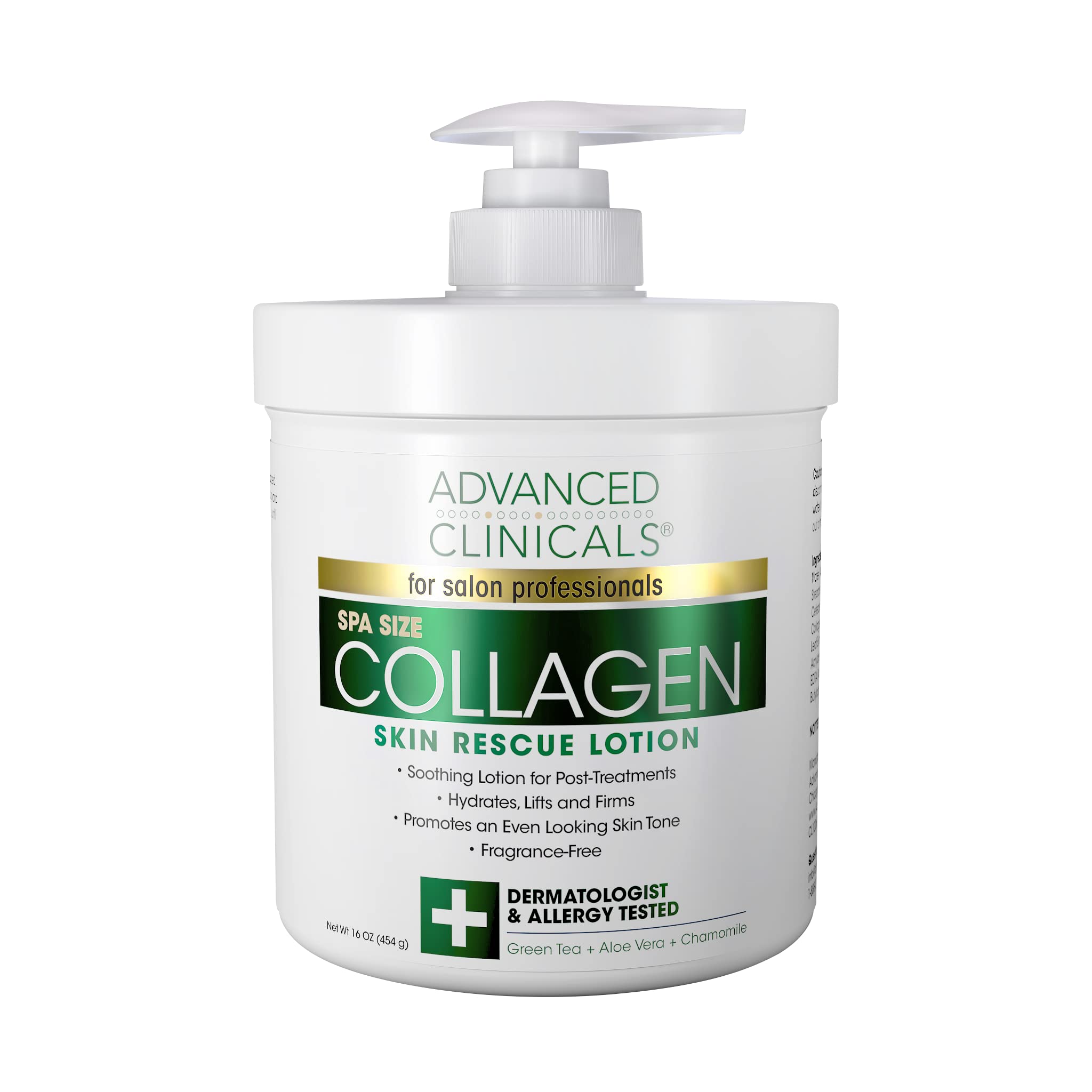Book Cover Advanced Clinicals Collagen Skin Rescue Lotion - Hydrate, Moisturize, Lift, Firm. Great for Dry Skin. 16oz Jar with Pump. by Advanced Clinicals