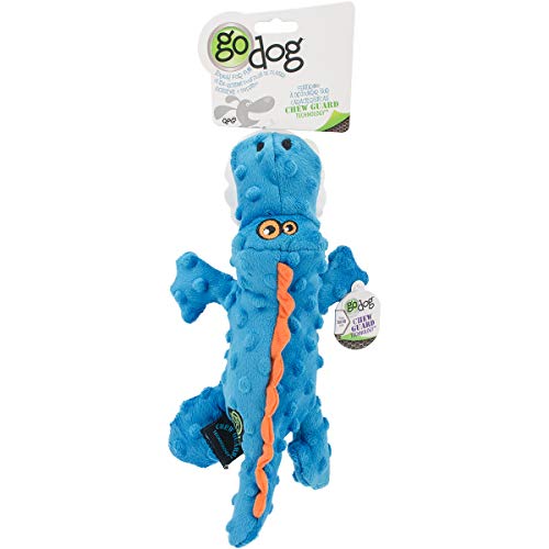 Book Cover goDog Gators With Chew Guard Technology Tough Plush Dog Toy, Blue, Small