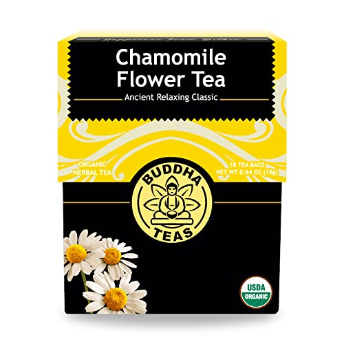 Book Cover Buddha Teas Organic Chamomile Flower Tea - OU Kosher, USDA Organic, CCOF Organic, 18 Bleach-Free Tea Bag