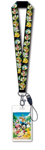 Book Cover Disney Mickey & Gang Black Lanyard with Card Holder