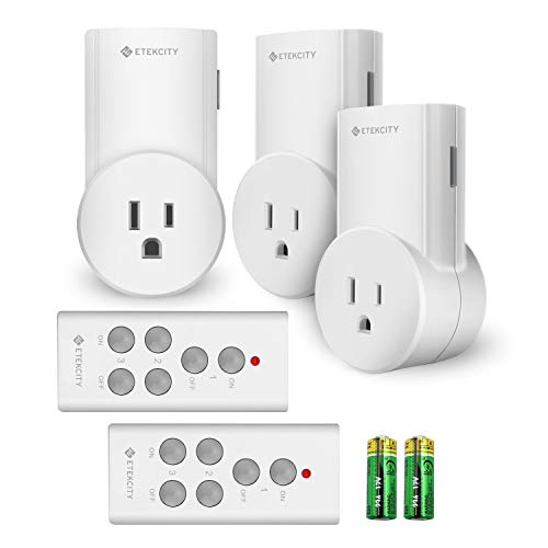 Book Cover Etekcity Remote Control Outlet Kit Wireless Light Switch for Household Appliances, Unlimited Connections, Up to 100 ft. Range, FCC, ETL Listed, White (Learning Code, 3Rx-2Tx)