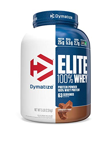 Book Cover Dymatize Elite 100% Whey Protein Powder, 25g Protein, 5.5g BCAAs & 2.7g L-Leucine, Quick Absorbing & Fast Digesting for Optimal Muscle Recovery, Chocolate Fudge, 5 Pound