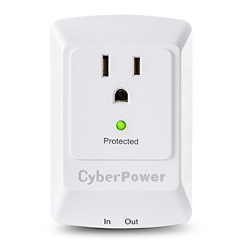 Book Cover CyberPower CSP100TW Professional Surge Protector + TEL Protection, 900J/125V, 1 Outlet, Wall Tap Plug