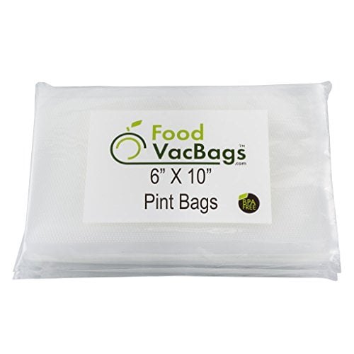 Book Cover 100 FoodVacBags 6X10-inch Pint Vacuum Sealer Storage Bags - Compatible with Foodsaver Machines - Commercial Grade, BPA Free, Heavy Duty, Sous Vide Cook