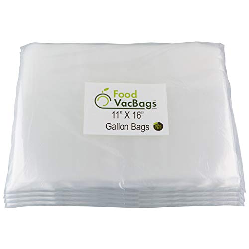 Book Cover Foodsaver compatible FoodVacBags 100 Gallon Size 11-inch-by-16-Inch Vacuum Sealer Storage Bags, BPA Free, Commercial Grade, Sous Vide Cook, Better inch-per-inch value than rolls