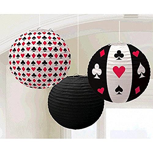 Book Cover Casino Round Printed Paper Party Lanterns, 9.5