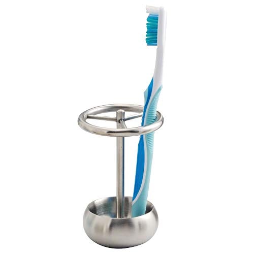 Book Cover iDesign Nogu Metal Toothbrush Holder Stand for Bathroom Vanity, Countertops, 1 x, Stainless Steel