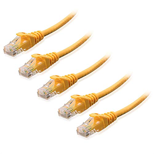 Book Cover Cable Matters 5-Pack Snagless Short Cat 6 Ethernet Cable 3 ft (Cat 6 Cable, Cat6 Cable, Internet Cable, Network Cable) in Yellow