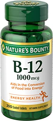 Book Cover Vitamin B12 by Nature's Bounty, Vitamin Supplement, Supports Energy Metabolism and Nervous System Health, 1000mcg, 200 Tablets