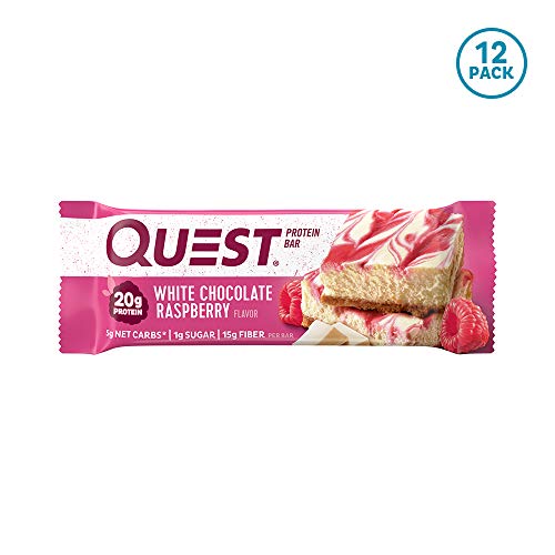 Book Cover Quest Nutrition White Chocolate Raspberry Protein Bar, High Protein, Low Carb, Gluten Free, Keto Friendly, 12 Count