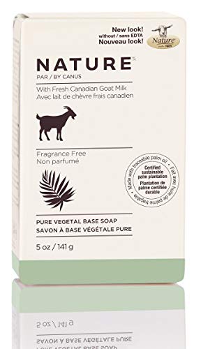 Book Cover Nature by Canus Pure Vegetal Base Soap with Fresh Canadian Goat Milk, Fragrance-Free, 5 Oz Bar
