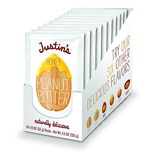 Book Cover Justin's Honey Peanut Butter Squeeze Packs, Gluten-free, Non-GMO, Responsibly Sourced, Pack of 10 (1.15oz each)