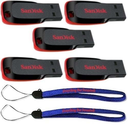 Book Cover SanDisk Cruzer Blade 8GB (5 pack) USB 2.0 Flash Drive Jump Drive Pen Drive SDCZ50 - Five Pack w/ (2) Everything But Stromboli (TM) Lanyard