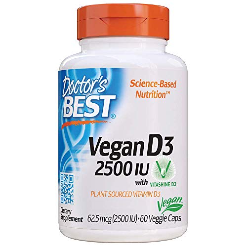 Book Cover Doctor's Best Vitamin D3 2500IU with Vitashine D3, Non-GMO, Vegan, Gluten Free, Soy Free, Regulates Immune Function, Supports Healthy Bones, 60 Veggie Caps