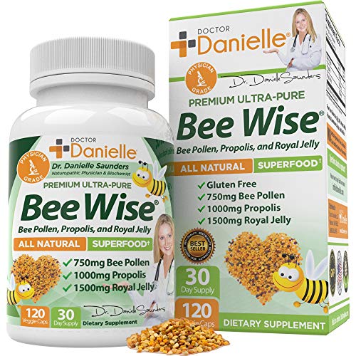 Book Cover Dr. Danielle's Bee Well (Royal Jelly 1500mg, Propolis 1000mg, Beepollen 750mg) in 4 Daily Capsules