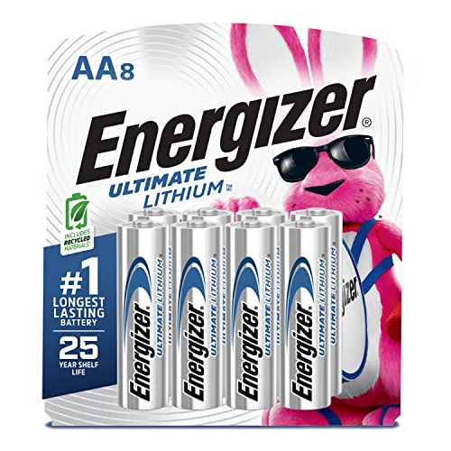 Book Cover Energizer AA Lithium Batteries, World's Longest Lasting Double A Battery, Ultimate Lithium (8 Battery Count)