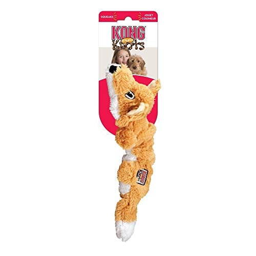 Book Cover KONG - Scrunch Knots Fox - Internal Knotted Ropes and Minimal Stuffing for Less Mess - Medium/Large