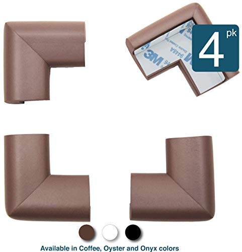 Book Cover Roving Cove | Corner Protector | Baby Proofing Table Corner Bumper Guard | Child Safety Furniture Fireplace Corner Edge Guards | Soft Foam | Safe Corner Cushion | Pre-Taped | 4-pcs Coffee (Brown)