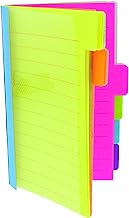 Book Cover Redi-Tag Divider Sticky Notes, Tabbed Self-Stick Lined Note Pad, 60 Ruled Notes, 4 x 6 Inches, Assorted Neon Colors (29500)