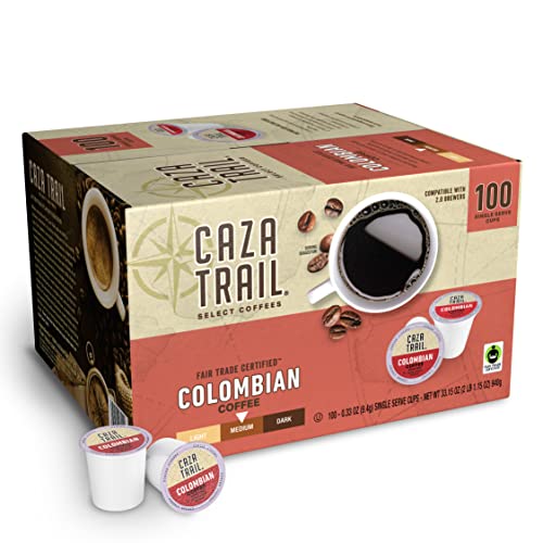 Book Cover Caza Trail Coffee Pods, Colombian, Single Serve (Pack of 100) (Packaging May Vary)