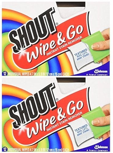 Book Cover Shout Wipes - Portable Stain Treater Towelettes Pack of 2, 24 Wipes Count, Multicolor
