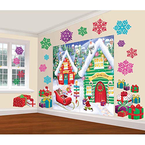 Book Cover Amscan 670232 North Pole Wall Scene Setters Kit, 32 Ct. | Christmas Decoration 65