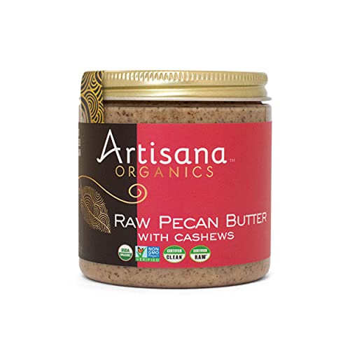 Book Cover Artisana Organics Raw Pecan Butter with Cashews - No Sugar Added, Just Two Ingredients - Vegan, Paleo and Keto Friendly, Non-GMO, 9oz Jar