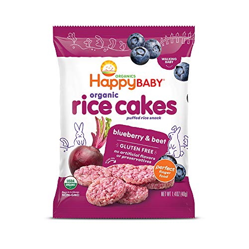 Book Cover Happy Baby Organic Rice Cakes Blueberry & Beets, 1.4 Ounce Packets (Pack of 10) (Packaging May Vary)