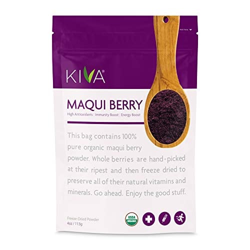 Book Cover Kiva Organic Maqui Berry Powder - Non-GMO, Raw, Vegan, 4-Ounce Pouch
