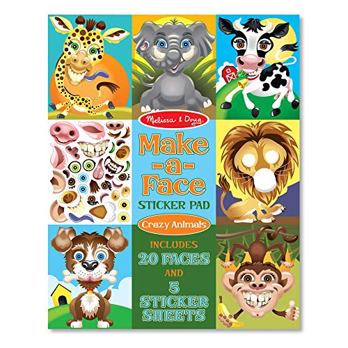 Book Cover Melissa & Doug Make-a-Face Sticker Pad - Crazy Animals, 20 Faces, 5 Sticker Sheets