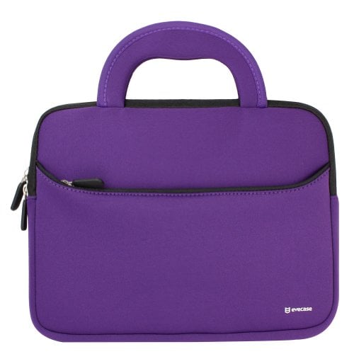 Book Cover 8.9-10.1 inch Tablet Sleeve, Evecase 8.9~10.1 inch Ultra-Portable Neoprene Zipper Carrying Sleeve Case Bag with Accessory Pocket - Purple/Black for Kids Tablets