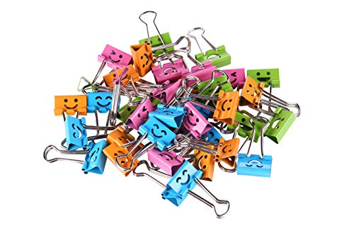 Book Cover Smiling Binder Clips ,19mm ,Assorted Colors ,40 Clips per Tub (8487)