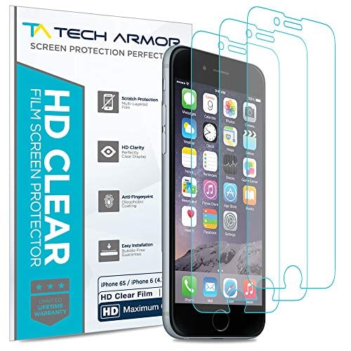 Book Cover iPhone 6 Screen Protector, Tech Armor High Definition HD-Clear Apple iPhone 6S/iPhone 6 (4.7-inch) Screen Protector [3-Pack]