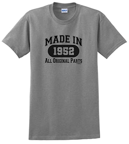 Book Cover ThisWear 70th Birthday Gifts Made in 1952 All Original Parts Short Sleeve Unisex T-Shirt, Sport Grey, X-Large