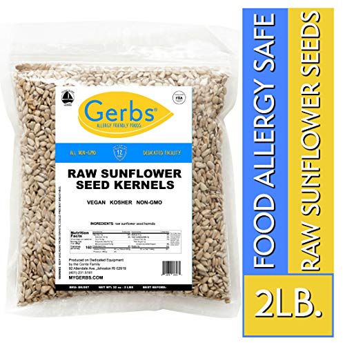 Book Cover Raw Sunflower Seed Kernels by Gerbs - 2 LBS - Top 14 Food Allergy Free & NON GMO - Vegan, Keto Safe & Kosher - Hulled & Grown in USA