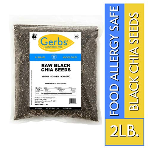 Book Cover Raw Black Chia Seeds, 2 LBS by Gerbs - Top 14 Food Allergy Free & NON GMO - Vegan Keto Safe Kosher - Premium Quality Grown in Canada